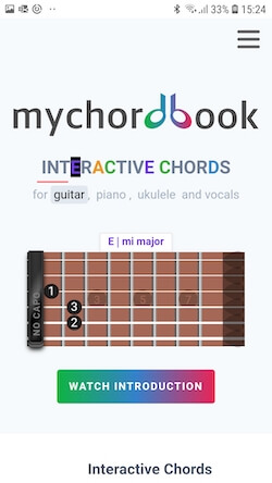 Mychordbook launched from Home screen